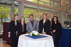 The second place winners of Kohl's Business with Integrity Case Competition: Repuwatch. Team:  Alysa Kuiken, Shaye Smartt, Kassandra Reagle, and Emma Rimbeck.