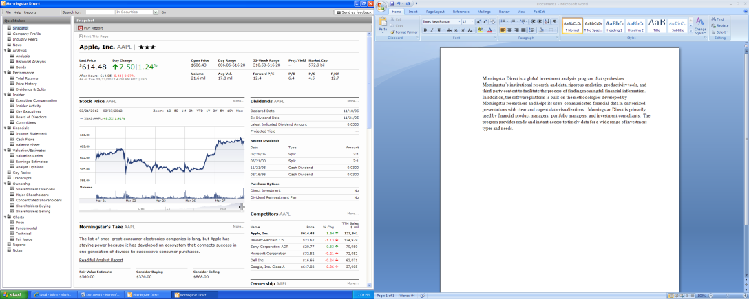 Morningstar Direct Screenshot Image